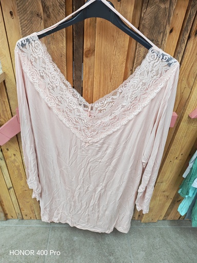 Top dentelle "Zemia" Rose pâle