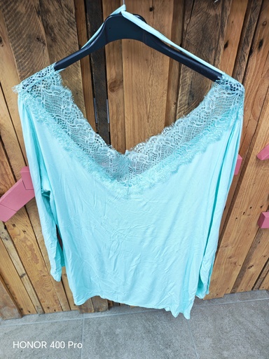 Top dentelle "Zemia" Vert eau