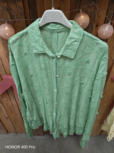 Chemise crochet vert eau