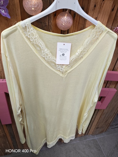 Top dentelle asymétrique "Donna" PT jaune