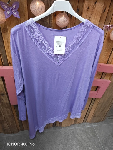 Top dentelle asymétrique "Donna" GT lilas
