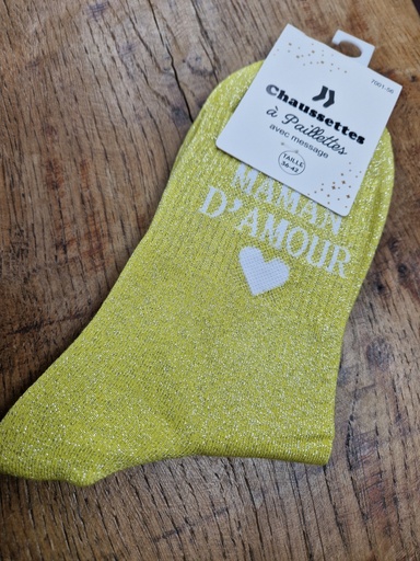 Chaussettes maman d'amour - 36/42 - Vert anis