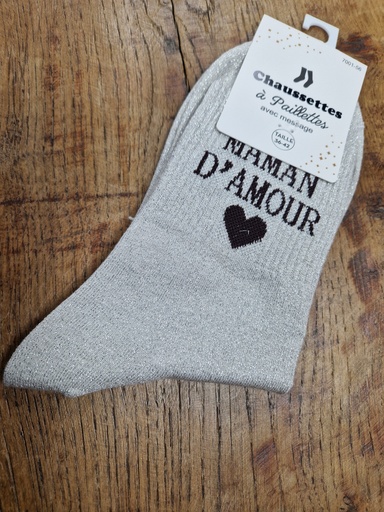 Chaussettes maman d'amour - 36/42 - Gris clair