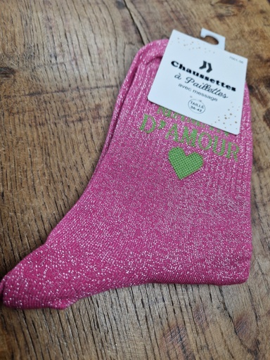 Chaussettes maman d'amour - 36/42 - Fuchsia
