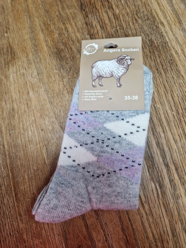 Chaussettes Angora 35/38 - Losanges Gris/lilas