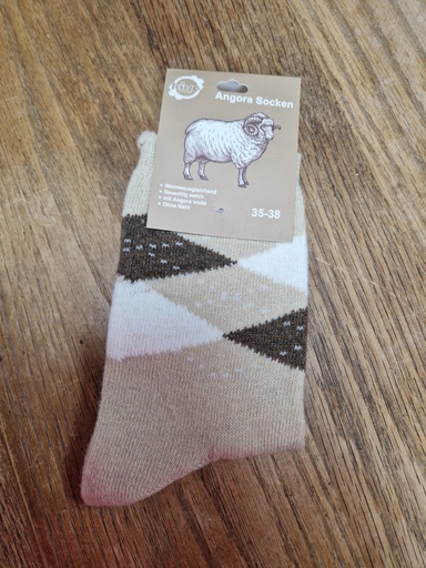 Chaussettes Angora 35/38 - Losanges Beige/brun