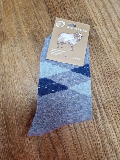 Chaussettes Angora 39/42 - Losanges Tons bleus