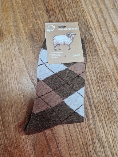Chaussettes Angora 39/42 - Carreaux tons bruns