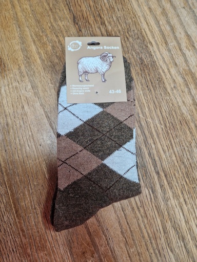 Chaussettes Angora 43/46 - Carreaux Tons bruns