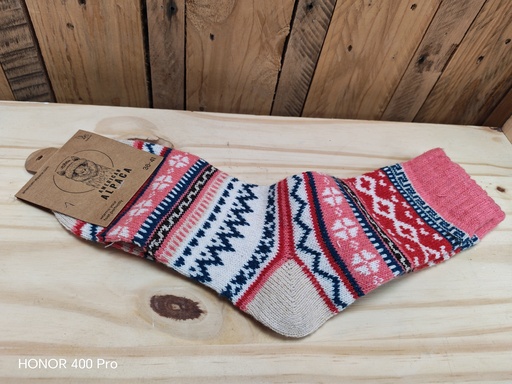 Chaussettes Alpaga Motif 36/41 - Corail