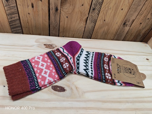 Chaussettes Alpaga Motif 36/41 - Terra cotta