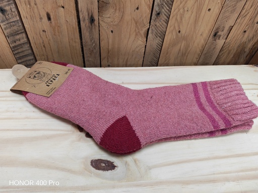Chaussettes Alpaga 2lignes 36/41 - Rose