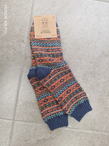 Chaussettes Alpaga motif scandinave 41/47 - Bleu jeans