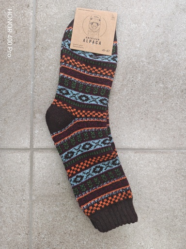 Chaussettes Alpaga motif scandinave 41/47 - Brune