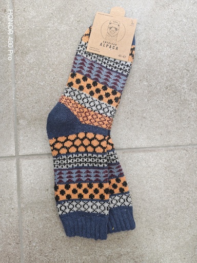 Chaussettes Alpaga Motif bulles 41/47 - Bleu jeans