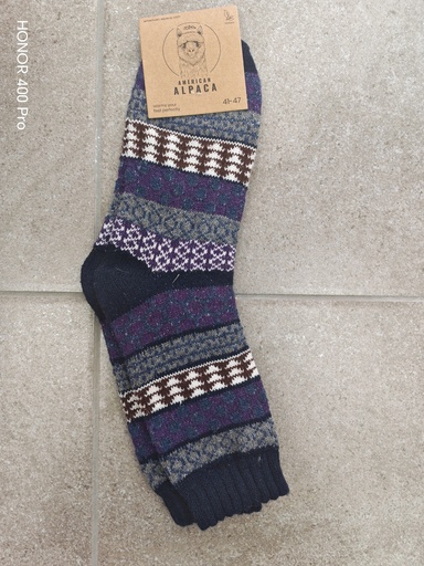 Chaussettes Alpaga Motif bulles 41/47 - Marine