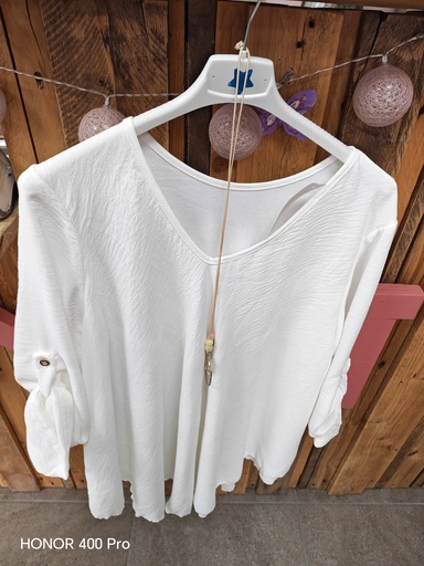 Blouse + collier Alma blanc