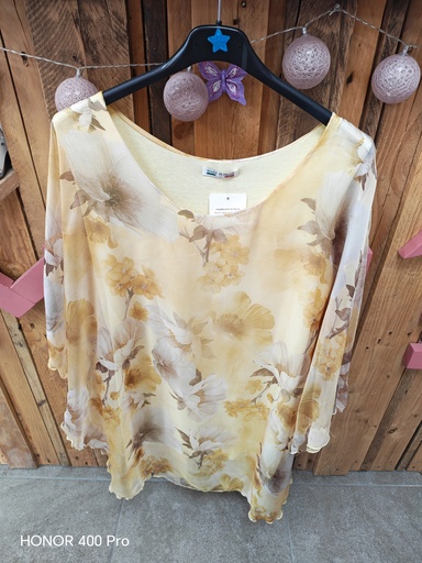 Blouse voile Amalya fleurie jaune