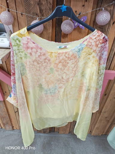 Blouse voile Floria fleurie jaune