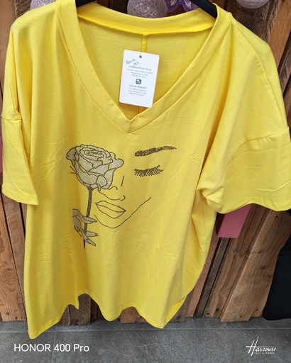 T-shirt Rosina strass jaune