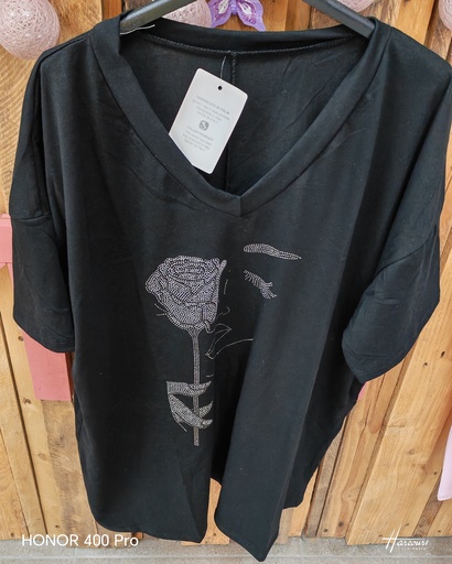 T-shirt Rosina strass noir
