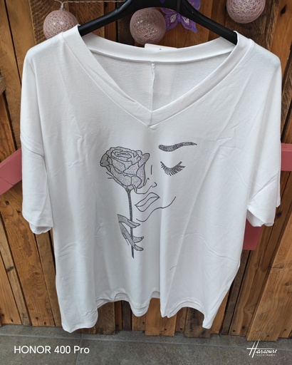 T-shirt Rosina strass blanc