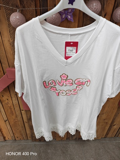 T-shirt dentelle la vie est belle 