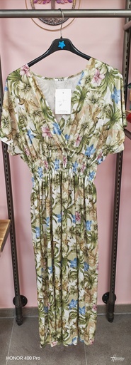 Robe Malia fleurie vert longue