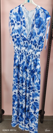 Robe Longue Ozzie bleue fleurie 