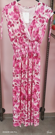 Robe Longue Ozzie rose fleurie 