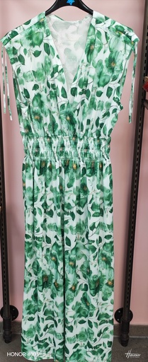 Robe Longue Ozzie vert fleurie