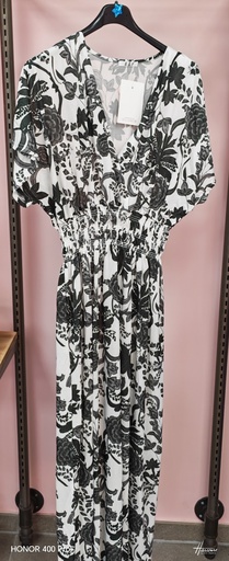 Robe Malia noir feuillage longue