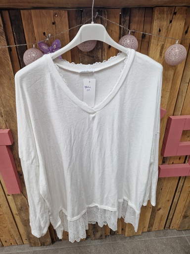 Pull Eglantine bas en dentelle blanc 