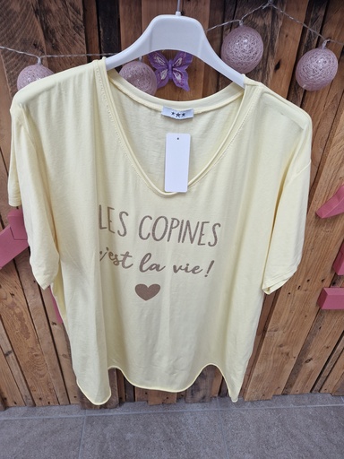 T-shirt les copines c'est la vie jaune