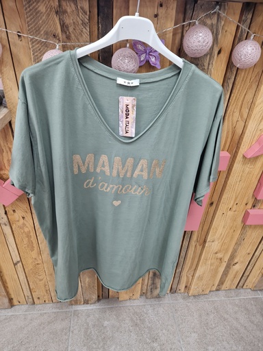 T-shirt "Maman d'amour" kaki