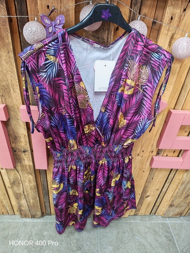 Robe courte "Savana" sans manches doré mauve