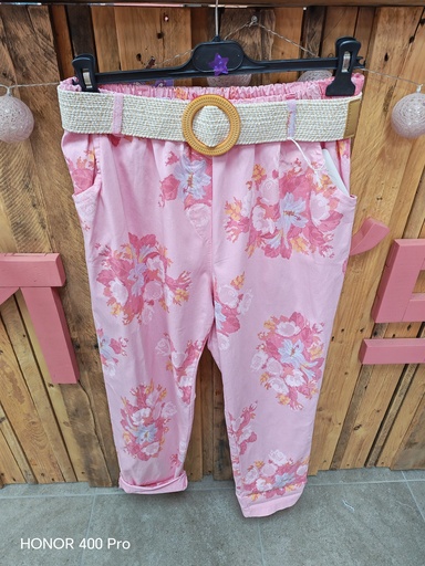 Pantalon imprimés floraux rose