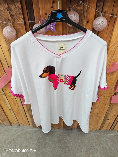 T-shirt Teckel Fuchsia