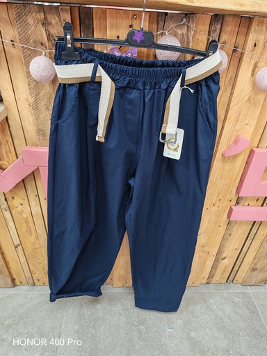 Pantalon "Zinia" avec ceinture marine