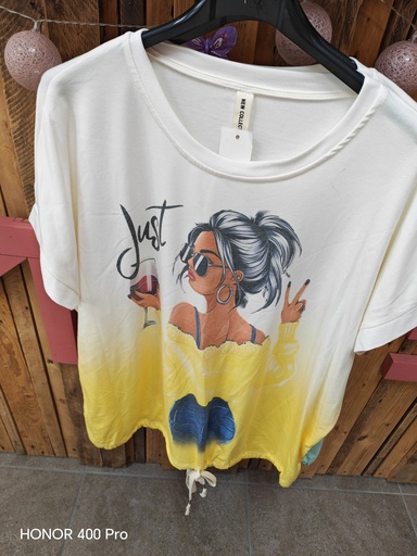 T-shirt à motifs "Verre de vin jaune"
