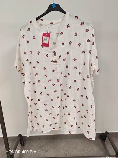 Robe/Blouse gaze de coton cerise