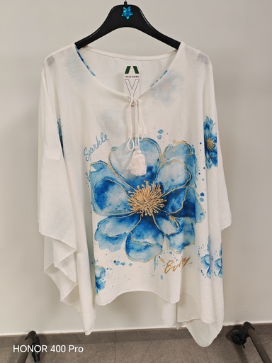 Blouse voile "Isabeau" Bleu roi