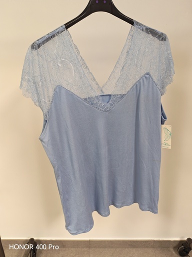 Top dentelle "Olympe" Bleu ciel