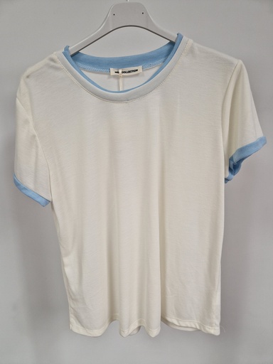 T-shirt bi-couleur "Liya" Ecru & bleu