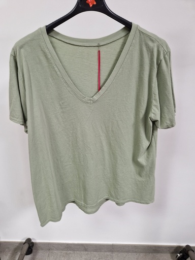 T-shirt "Mélis" unis col V Kaki