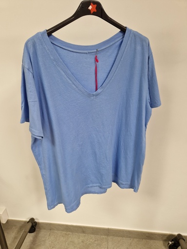 T-shirt "Mélis" unis col V Bleu jeans