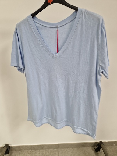 T-shirt "Mélis" unis col V Bleu ciel