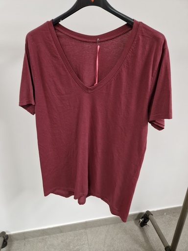 T-shirt "Mélis" unis col V Aubergine