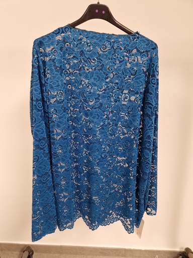 Top dentelle turquoise longues manches