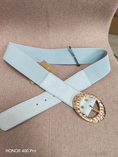 Ceinture moyenne bleu ciel boucle dorée- 5cm